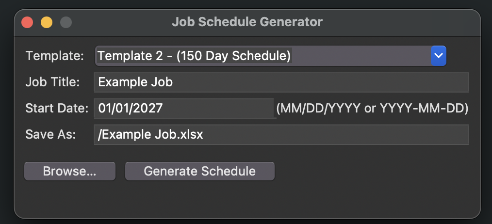 Job Schedule Generator application