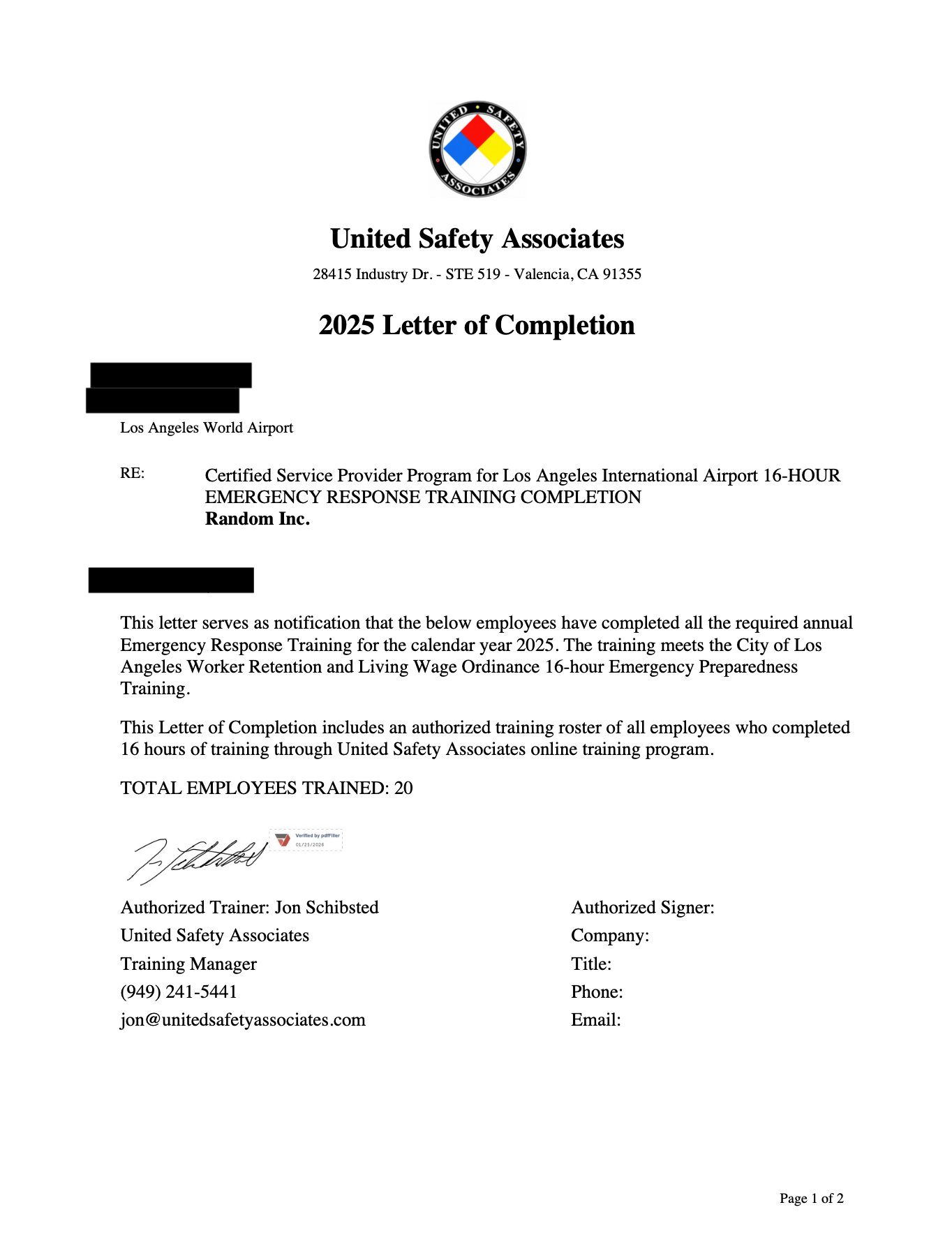 Automated training report PDF